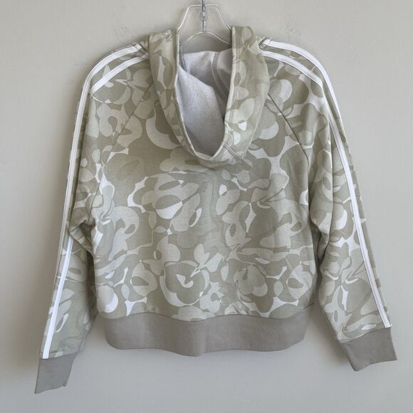 Adidas Girls Beige Camo Zip Up Hoodie Sweatshirt 3 Striped Size XL (16) - Picture 8 of 8